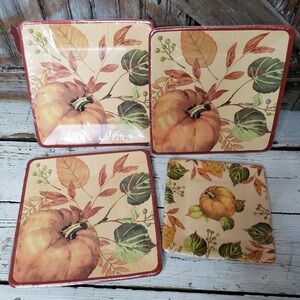 Autumn Harvest PUMPKIN Square Paper Plates 4 pks, 32 Plates Total NEW SEALED